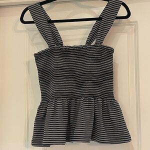 Madewell Black and White Fitted Peplum Tank Top